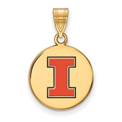 University of Illinois Fighting Illini Gold Plated Silver Disc Pendant 2.20 gr