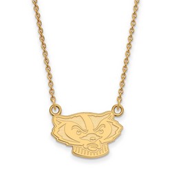 University of Wisconsin Badgers Gold Plated Silver Small Pendant Necklace