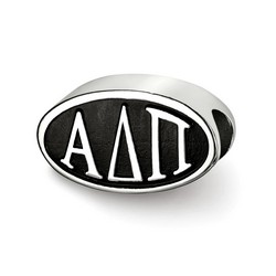 Alpha Delta Pi Sorority Black Oval Greek House Letters Bead in Sterling Silver