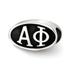 Alpha Phi Sorority Black Oval Greek House Letters Bead in Sterling Silver
