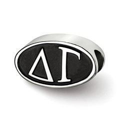 Delta Gamma Sorority Black Oval Greek House Letters Bead in Sterling Silver