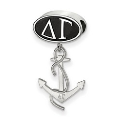 Delta Gamma Sorority Black Oval Greek House Letters Silver Bead & Anchor Dangle