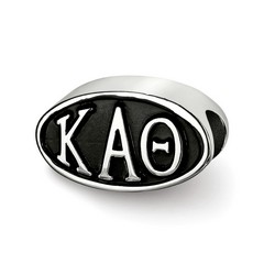 Kappa Alpha Theta Sorority Black Oval Greek House Letters Sterling Silver Bead