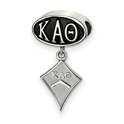 Kappa Alpha Theta Sorority Black Oval House Letters Sterling Silver Bead & Kite