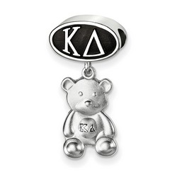 Kappa Delta Sorority Black Oval House Letters Sterling Silver Bead & Teddy Bear