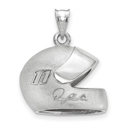 Denny Hamlin #11 3D Driver Helmet & Signature Pendant In Sterling Silver 8.10 Gr