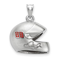 Dale Earnhardt Jr #88 3D Driver Helmet & Signature Pendant In Sterling Silver