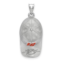 Kyle Busch #18 3-D Baseball Cap Signature Pendant In Sterling Silver