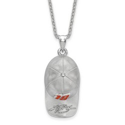 Kyle Busch #18 3-D Baseball Cap Signature Pendant & Chain In Sterling Silver