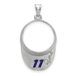 Denny Hamlin #11 3-D Visor Signature Pendant In Sterling Silver