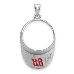 Dale Earnhardt Jr #88 3-D Visor Signature Pendant In Sterling Silver