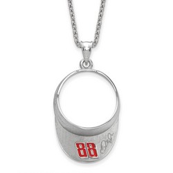 Dale Earnhardt Jr #88 3-D Visor Signature Pendant & Chain In Sterling Silver
