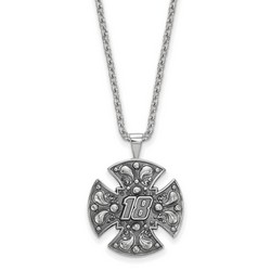 Kyle Busch #18 Bali Style Maltese Cross Pendant & Chain in Sterling Silver