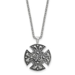 Jimmie Johnson #48 Bali Style Maltese Cross Pendant & Chain In Sterling Silver