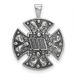 Dale Earnhardt Jr #88 Bali Style Maltese Cross Pendant In Sterling Silver