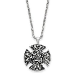 Dale Earnhardt Jr #88 Bali Type Maltese Cross Pendant & Chain In Sterling Silver