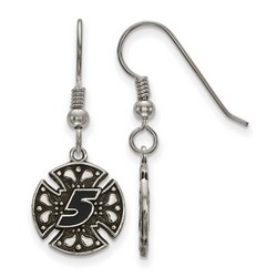 Kasey Kahne #5 Bali Style Maltese Cross Earrings In Stainless Steel