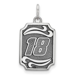 Kyle Busch #18 Bali Style Dog Tag Style Pendant In Sterling Silver