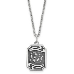 Kyle Busch #18 Bali Style Dog Tag Style Pendant & Chain In Sterling Silver