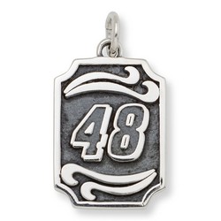 Jimmie Johnson #48 Bali Style Dog Tag Style Pendant In Sterling Silver