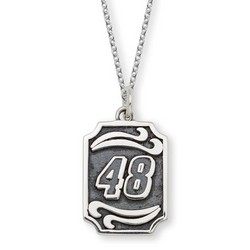 Jimmie Johnson #48 Bali Style Dog Tag Style Pendant & Chain In Sterling Silver