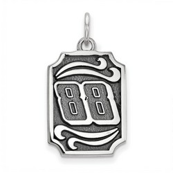 Dale Earnhardt Jr #88 Bali Style Dog Tag Style Pendant In Sterling Silver