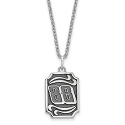 Dale Earnhardt Jr #88 Bali Type Dog Tag Style Pendant & Chain In Sterling Silver