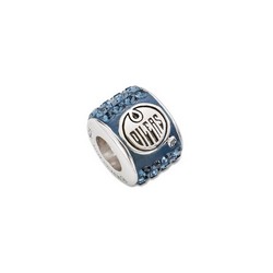 Edmonton Oilers Premier Crystal Bead Charm in Sterling Silver 2.04 gr