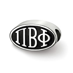 Pi Beta Phi Sorority Black Oval Greek House Letters Bead in Sterling Silver