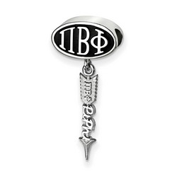 Pi Beta Phi Sorority Black Oval Greek House Letters Sterling Silver Bead & Arrow