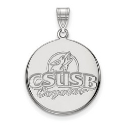 CalState San Bernardino Coyotes Large Disc Pendant in Sterling Silver 4.23 gr