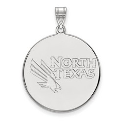 University of North Texas Mean Green XL Disc Pendant in Sterling Silver 5.65 gr