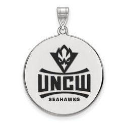 UNC Wilmington Seahawks XL Disc Pendant in Sterling Silver 5.50 gr