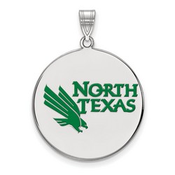 University of North Texas Mean Green XL Disc Pendant in Sterling Silver 5.53 gr