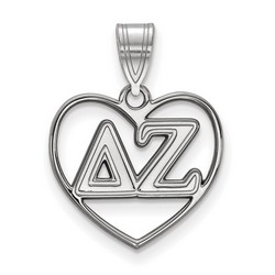 Delta Zeta Sorority Heart Pendant in Sterling Silver 1.46 gr