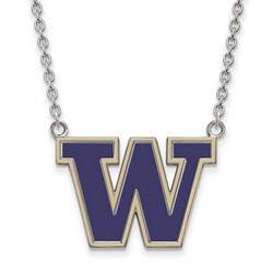 University of Washington Huskies Large Pendant Necklace in Sterling Silver