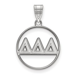 Delta Delta Delta Sorority Small Circle Pendant in Sterling Silver 1.50 gr