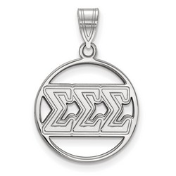 Sigma Sigma Sigma Sorority Small Circle Pendant in Sterling Silver 1.50 gr