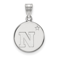 US Naval Academy Navy Midshipmen Medium Disc Pendant in Sterling Silver 2.24 gr