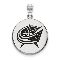 Columbus Blue Jackets Large Disc Pendant in Sterling Silver 4.17 gr