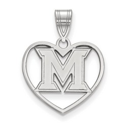 Miami University RedHawks Heart Pendant in Sterling Silver 1.58 gr