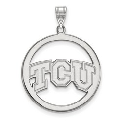 Texas Christian University TCU Horned Frogs Large Silver Circle Pendant 1.99 gr