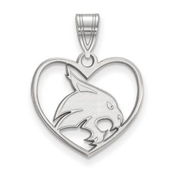 Texas State University Bobcats Sterling Silver Heart Pendant 1.31 gr