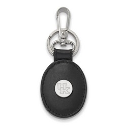 University of Kentucky Wildcats Black Leather Oval Sterling Silver Key Chain