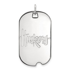 University of Nebraska Cornhuskers Large Dog Tag in Sterling Silver 7.58 gr