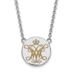 College of William & Mary Tribe Large Disc Necklace in Sterling Silver 6.45 gr