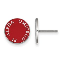 Alpha Omicron Pi Sorority Enameled Post Earrings in Sterling Silver 2.21 gr