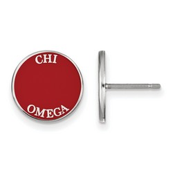 Chi Omega Sorority Enameled Post Earrings in Sterling Silver 1.64 gr