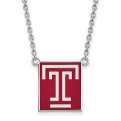 Temple University Owls Large Pendant Necklace in Sterling Silver 6.44 gr