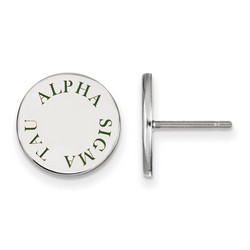 Alpha Sigma Tau Sorority Enameled Post Earrings in Sterling Silver 2.09 gr